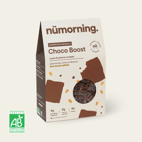 Paquet de granola bio et peu sucré DIGEST, au chocolat, de la marque nümorning