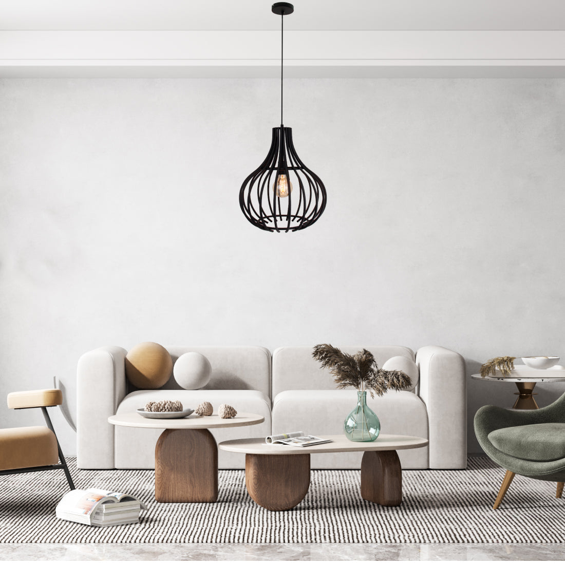 Schwarze Cipolle Pendelleuchte – 1-flammig, E27, modernes Design für stilvolle Beleuchtung