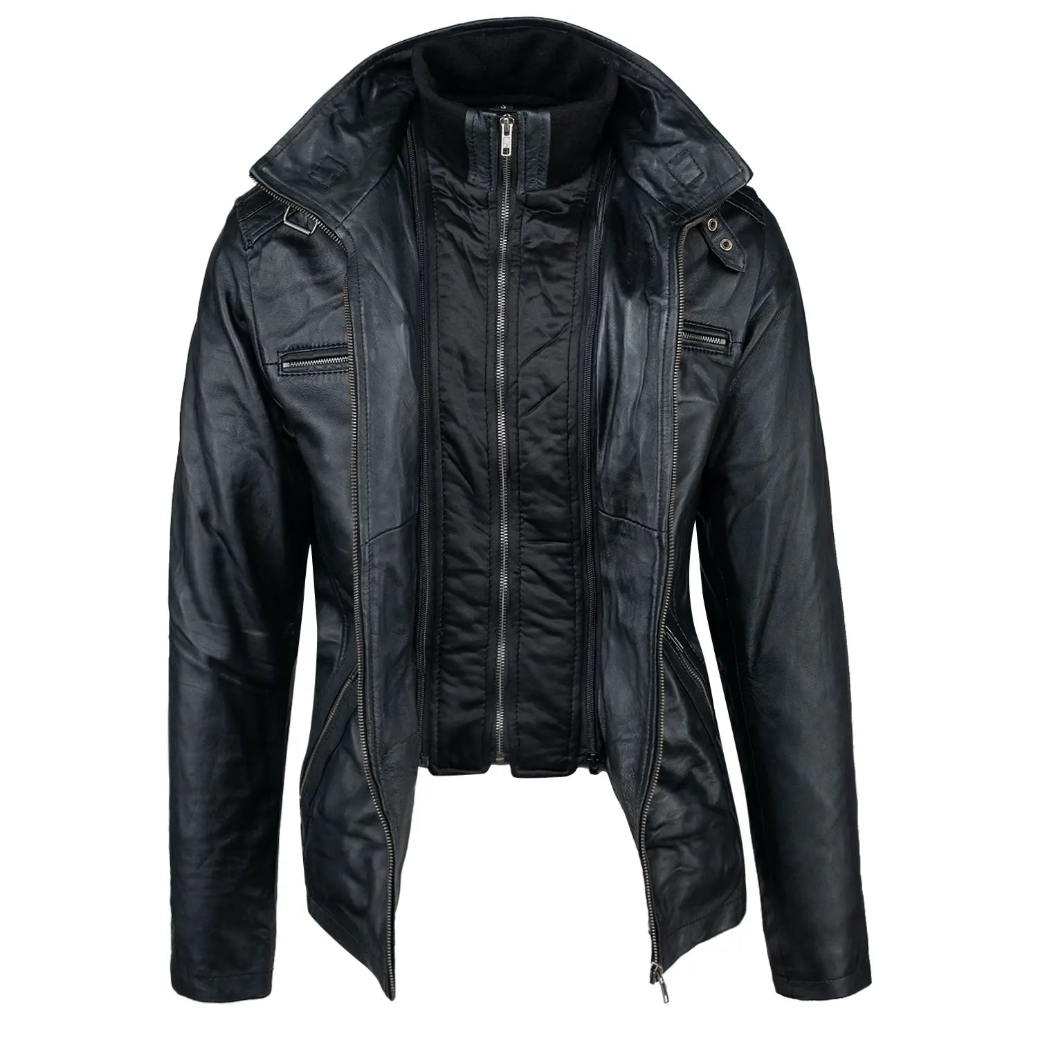 Veste en cuir Colin pour homme noire