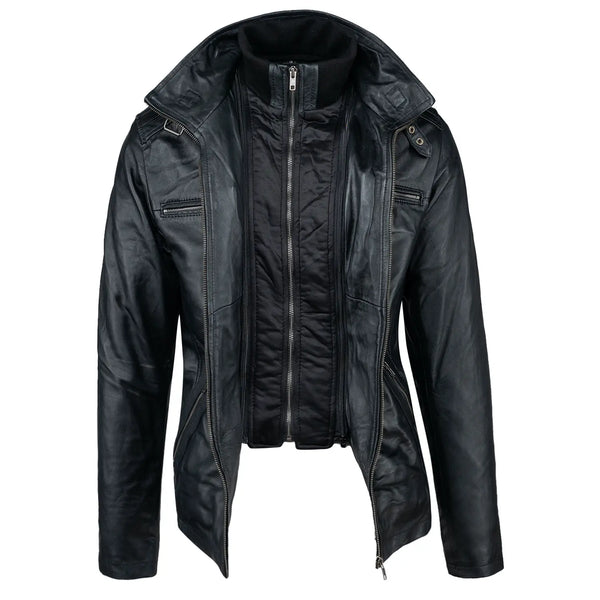 Veste en cuir Colin pour homme noire
