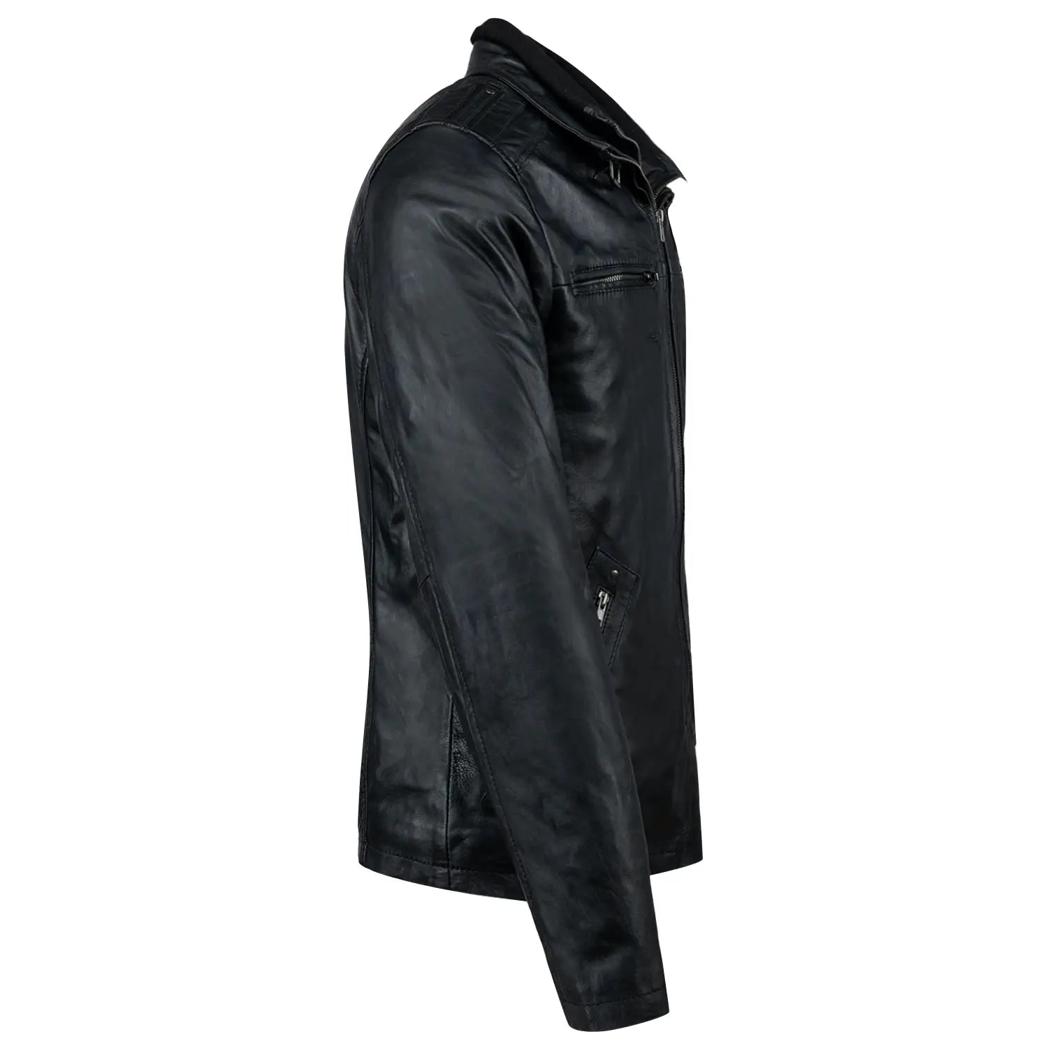 Veste en cuir Colin pour homme noire