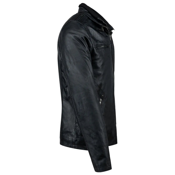 Veste en cuir Colin pour homme noire