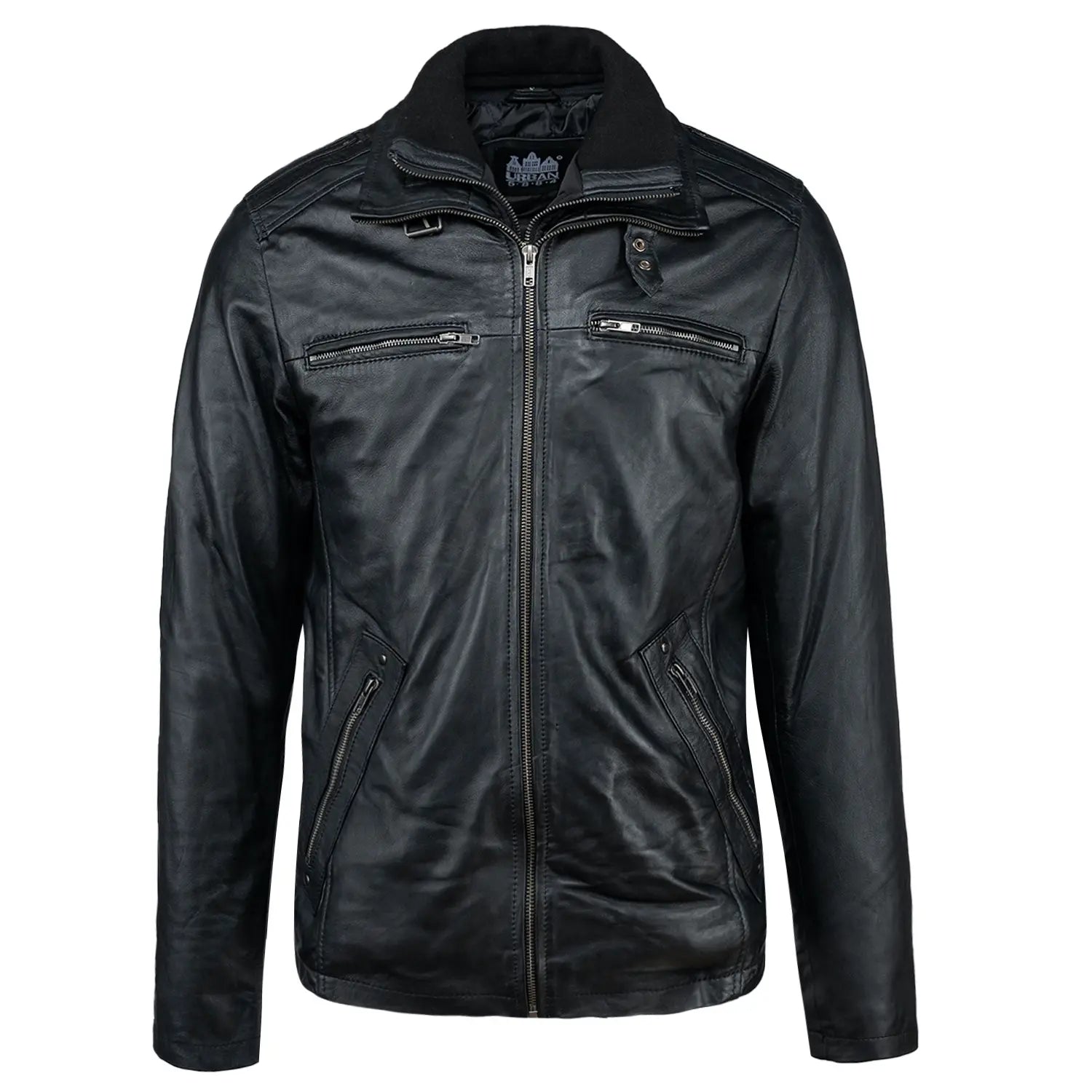 Veste en cuir Colin pour homme noire