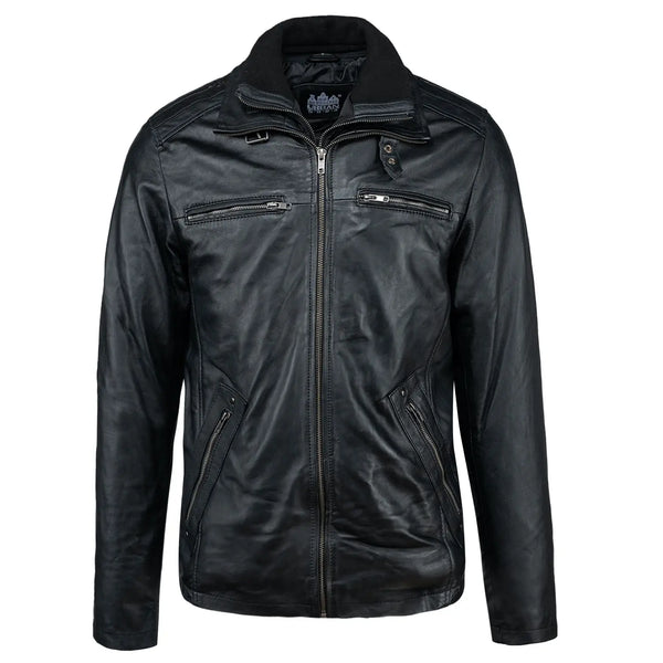 Veste en cuir Colin pour homme noire