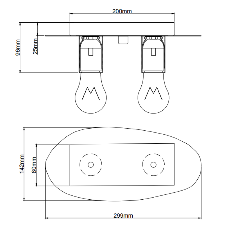 Dubbele plafondlamp – Chericoni Colorato – 2 lichts – ice green metaal