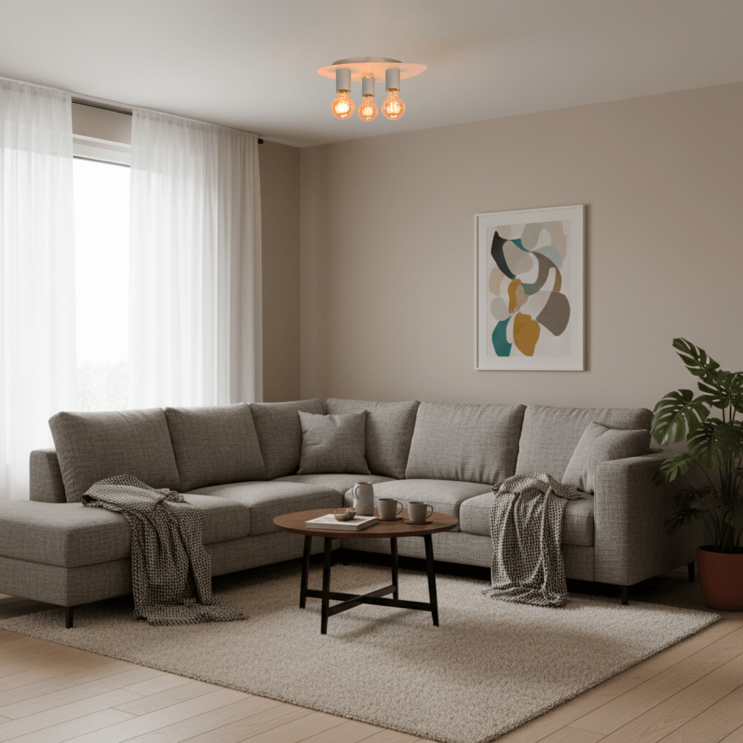 Grijze plafondlamp – Chericoni Colorato – 3 lichts – eigentijds