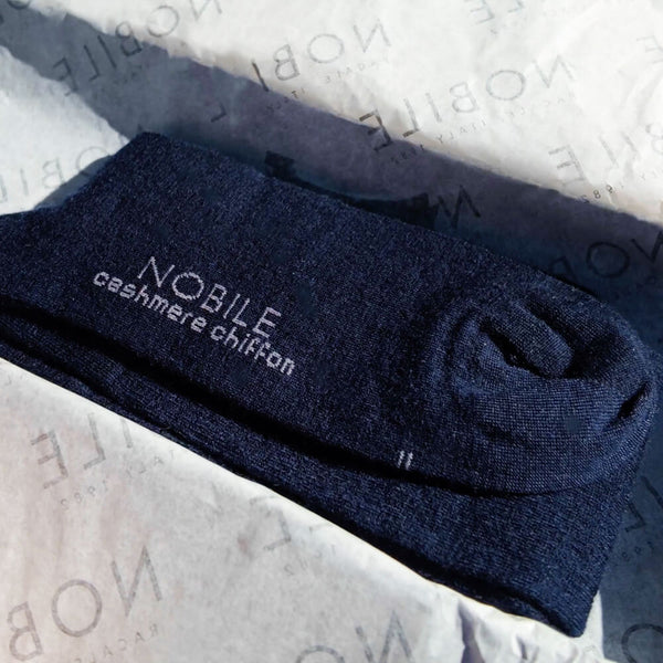 Box of Long Chiffon Cashmere Goat Hircus Socks - 6 Pairs Blue