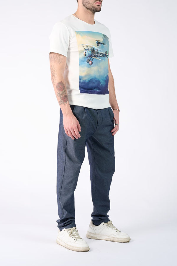 T-Shirt Uomo Stampa Aeroplano | Barone Firenze