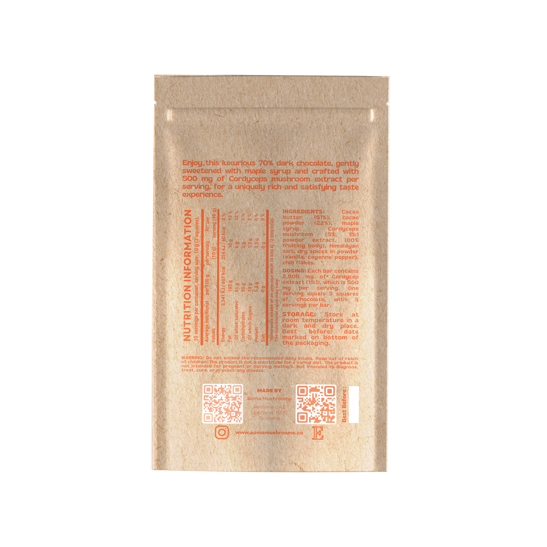 Cordyceps chocolate bar