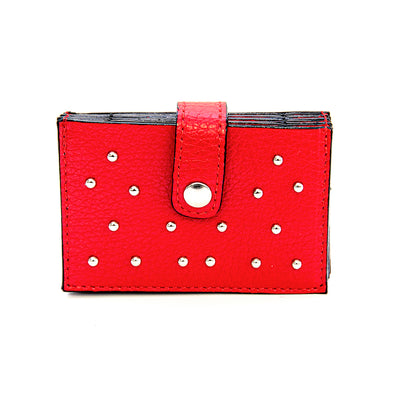 CREDIT CARD - red credit card holder with studs