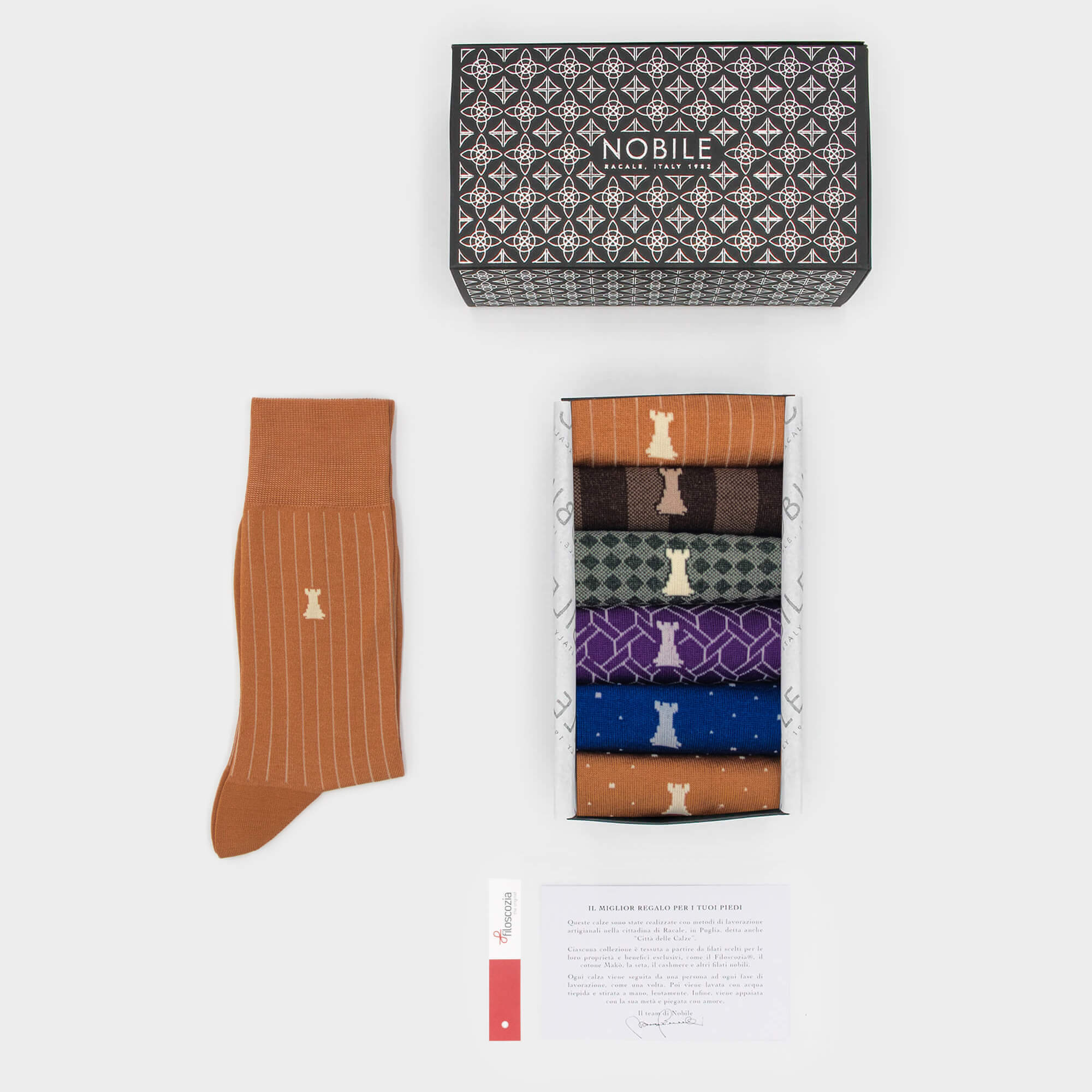 Dandy - Box of 6 Short Socks for Men in Filoscozia® - Mixed Pattern
