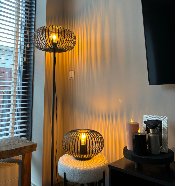 Lámpara de pie Chericoni Curvato – 1 luz – Ø40 cm – E27 – Altura 59 o 143 cm – Negro