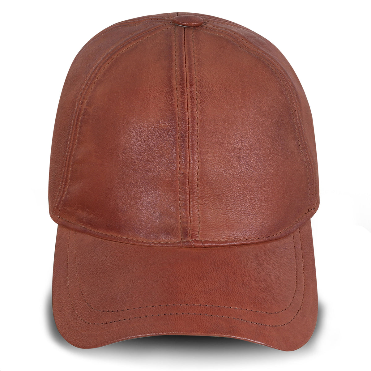 Leather cap brandy unisex