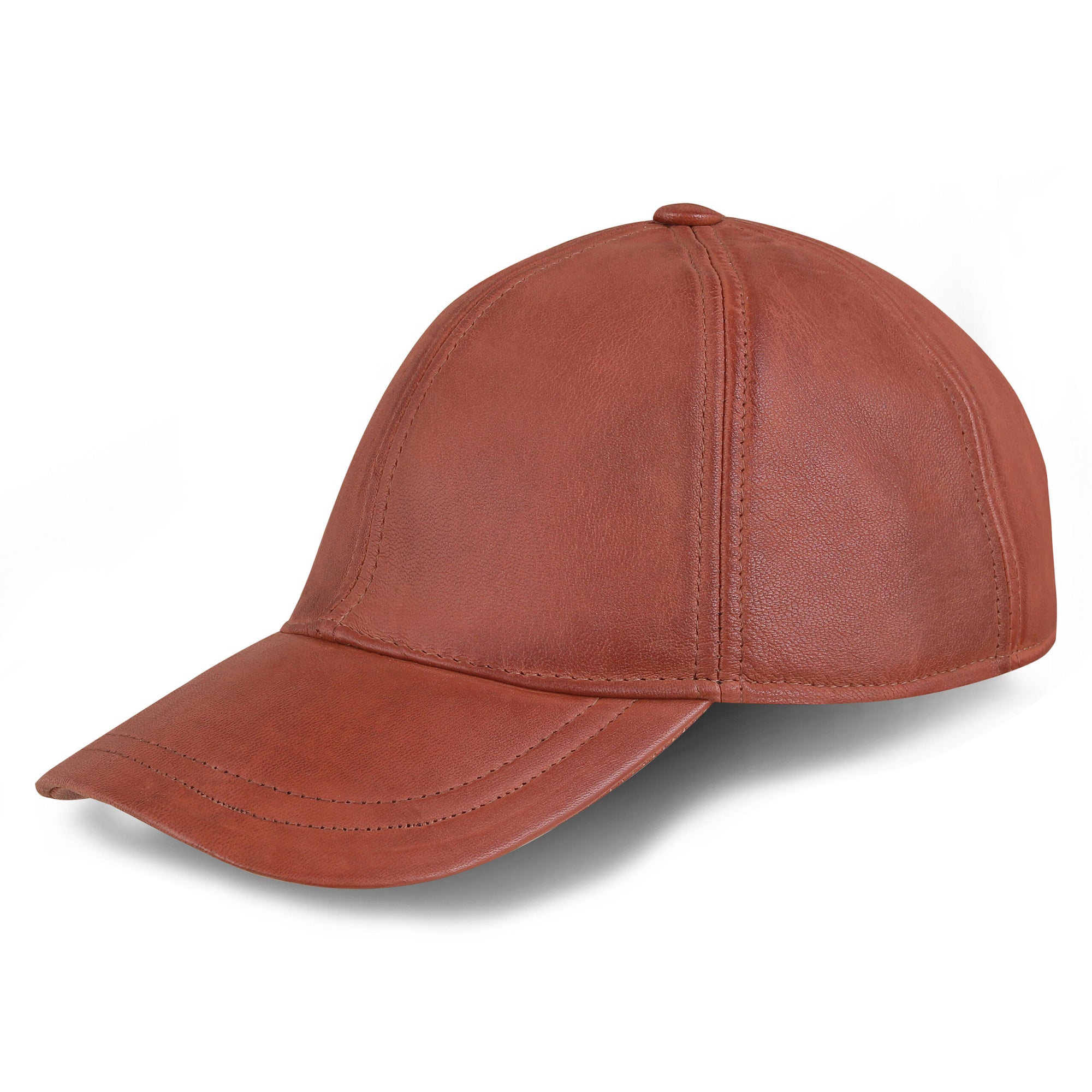 Leather cap brandy unisex