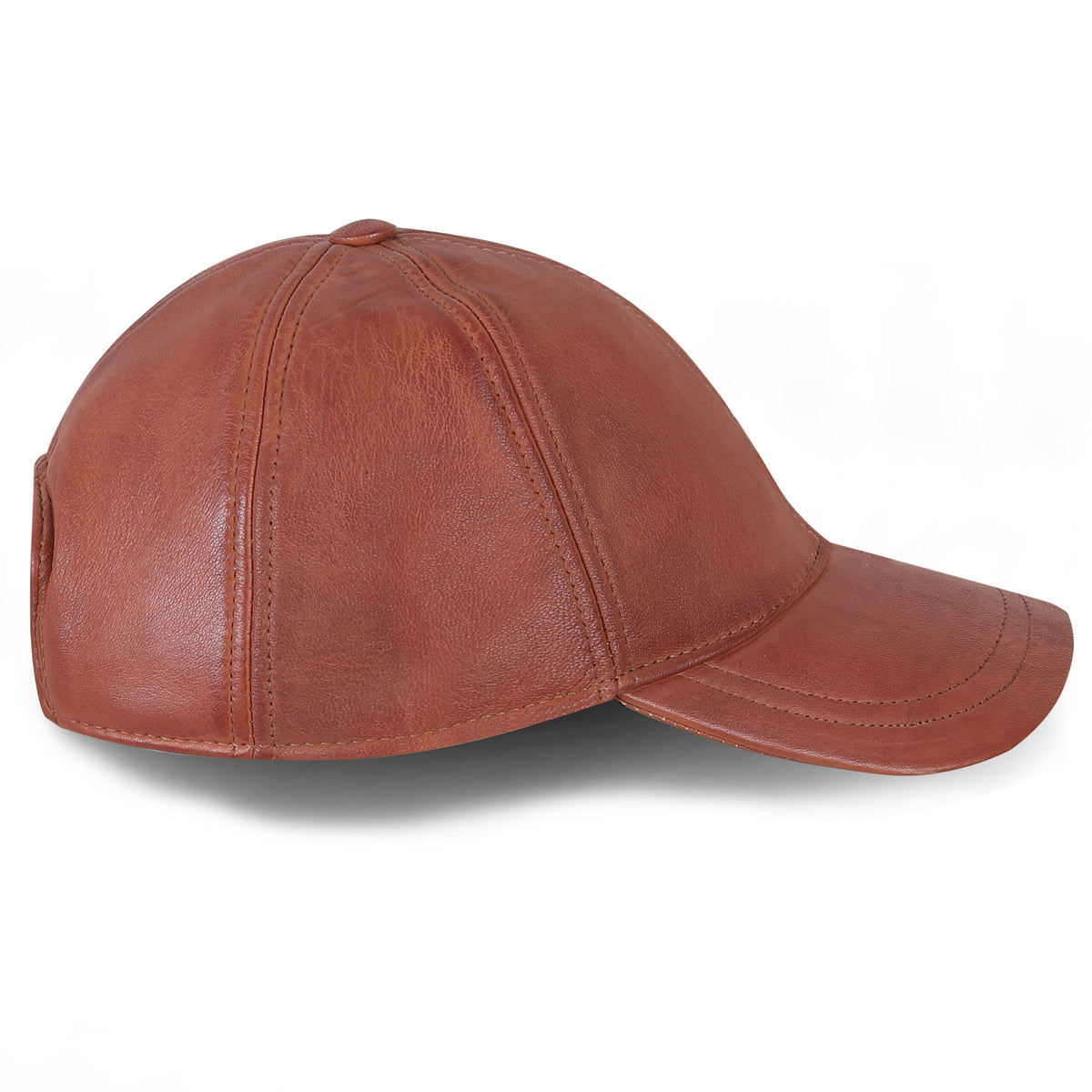 Leather cap brandy unisex