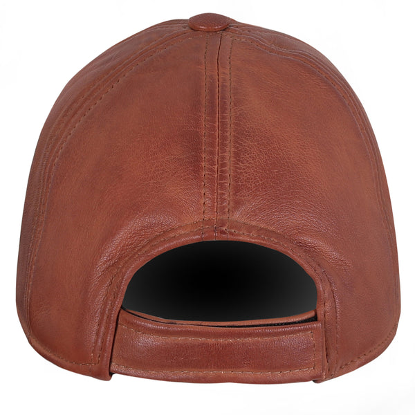 Leather cap brandy unisex