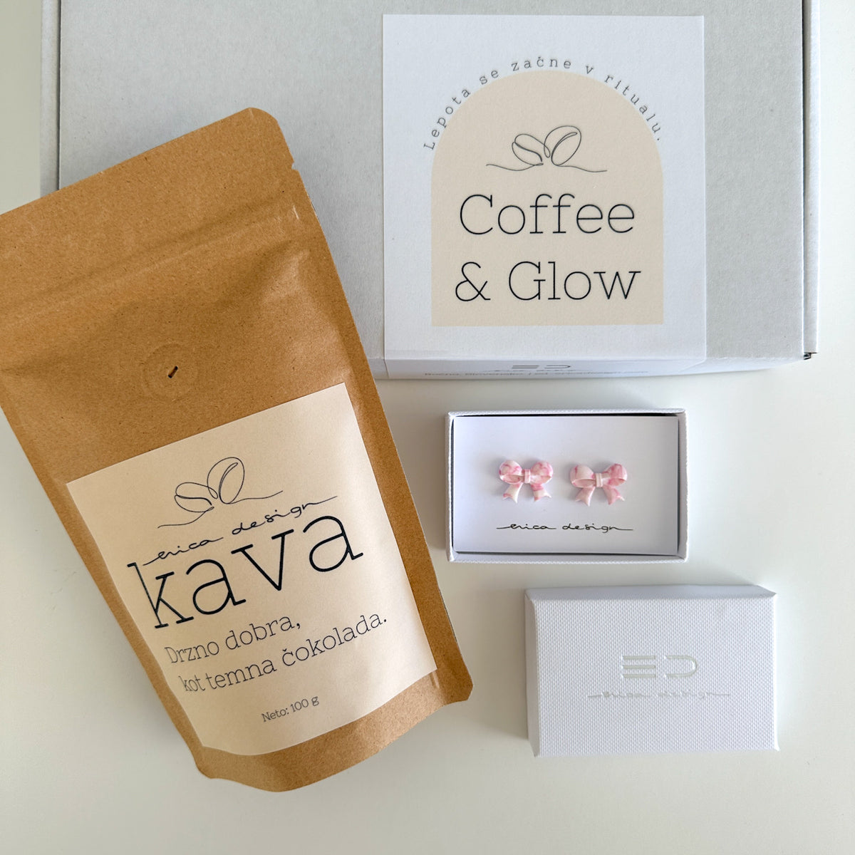 Coffee & Glow | Gift Package Coffee + Bow Earrings