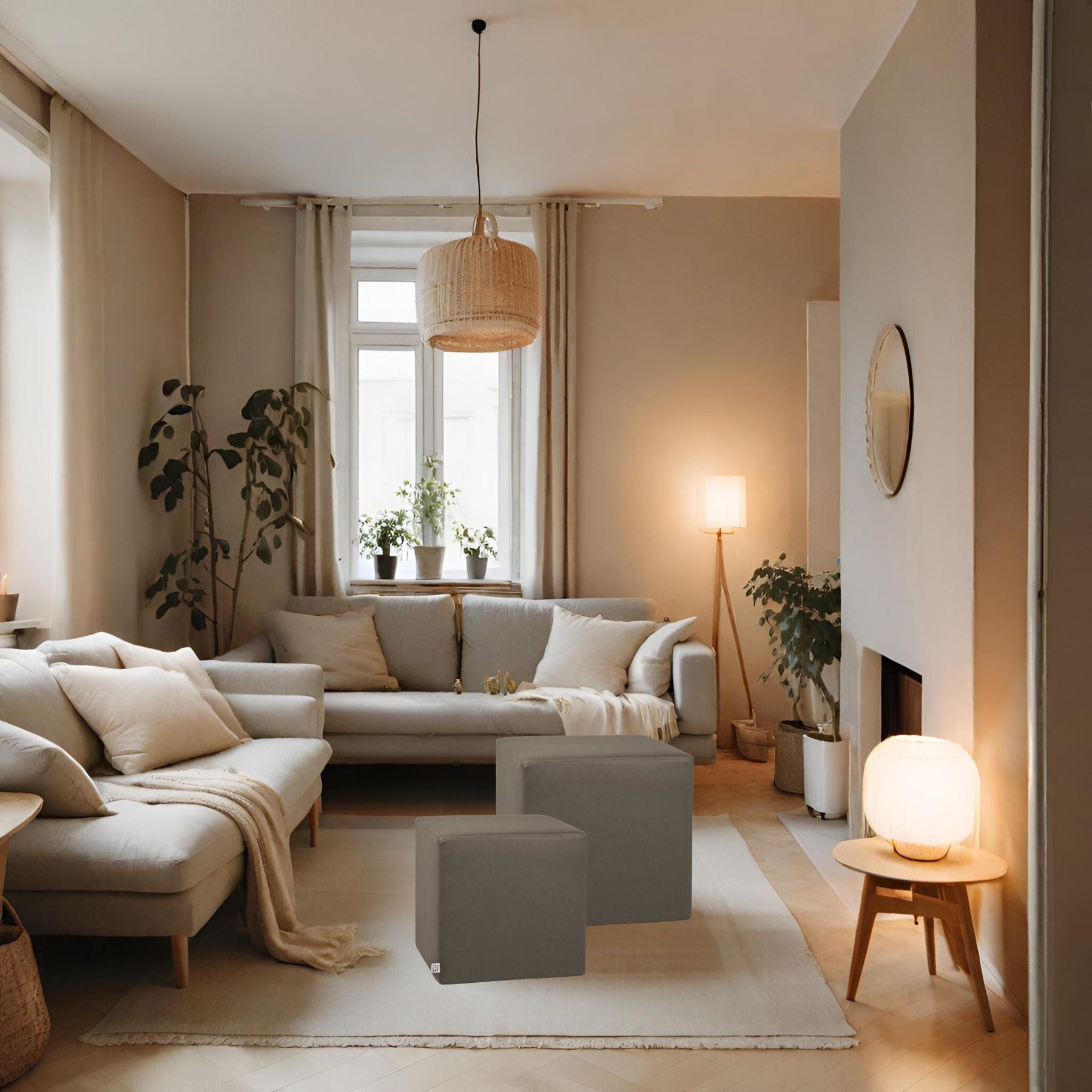 DADO ECO 35, Pouf in Ecopelle con cerniera 35x35 h35, ,  Arketicom