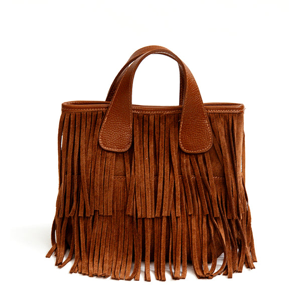 DAKOTA - Suede Tote with Leather Fringes