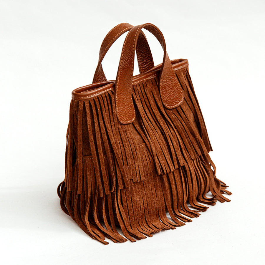DAKOTA - Suede Tote with Leather Fringes