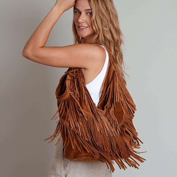 DAKOTA - Maxi Suede Bag with Leather Fringes