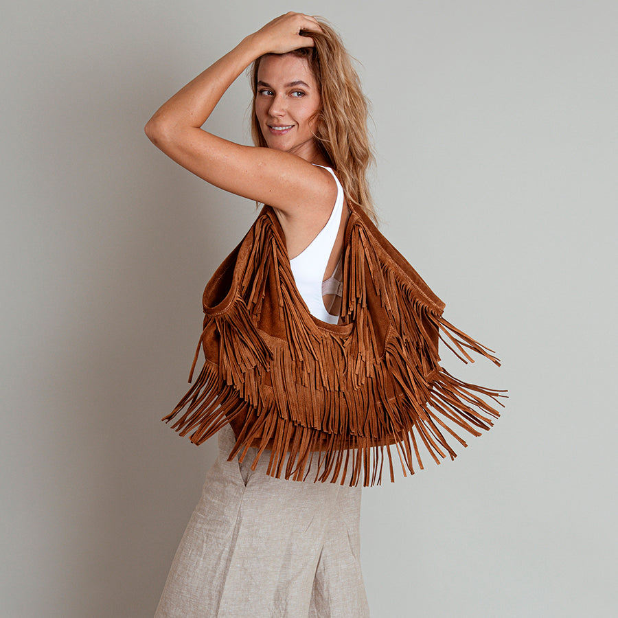 DAKOTA - Maxi Suede Bag with Leather Fringes