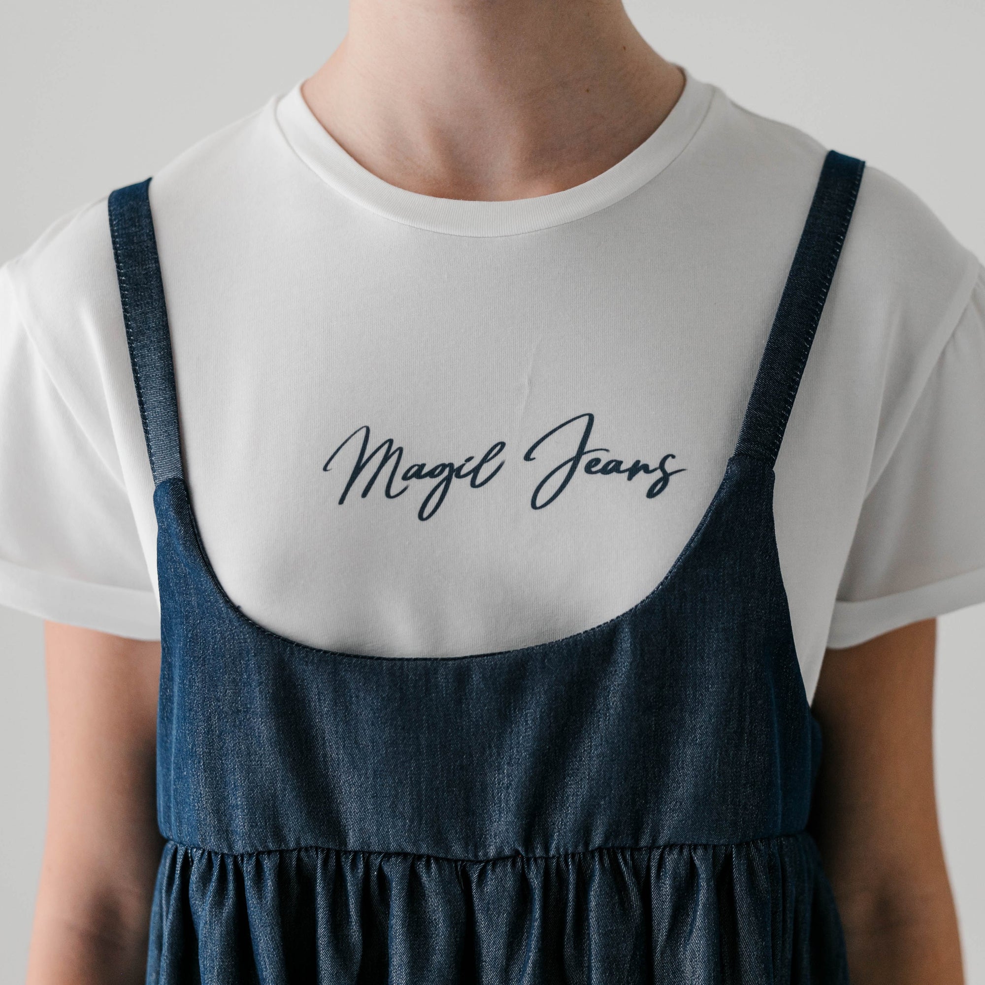JEANS EFFECT DRESS WITH T-SHIRT