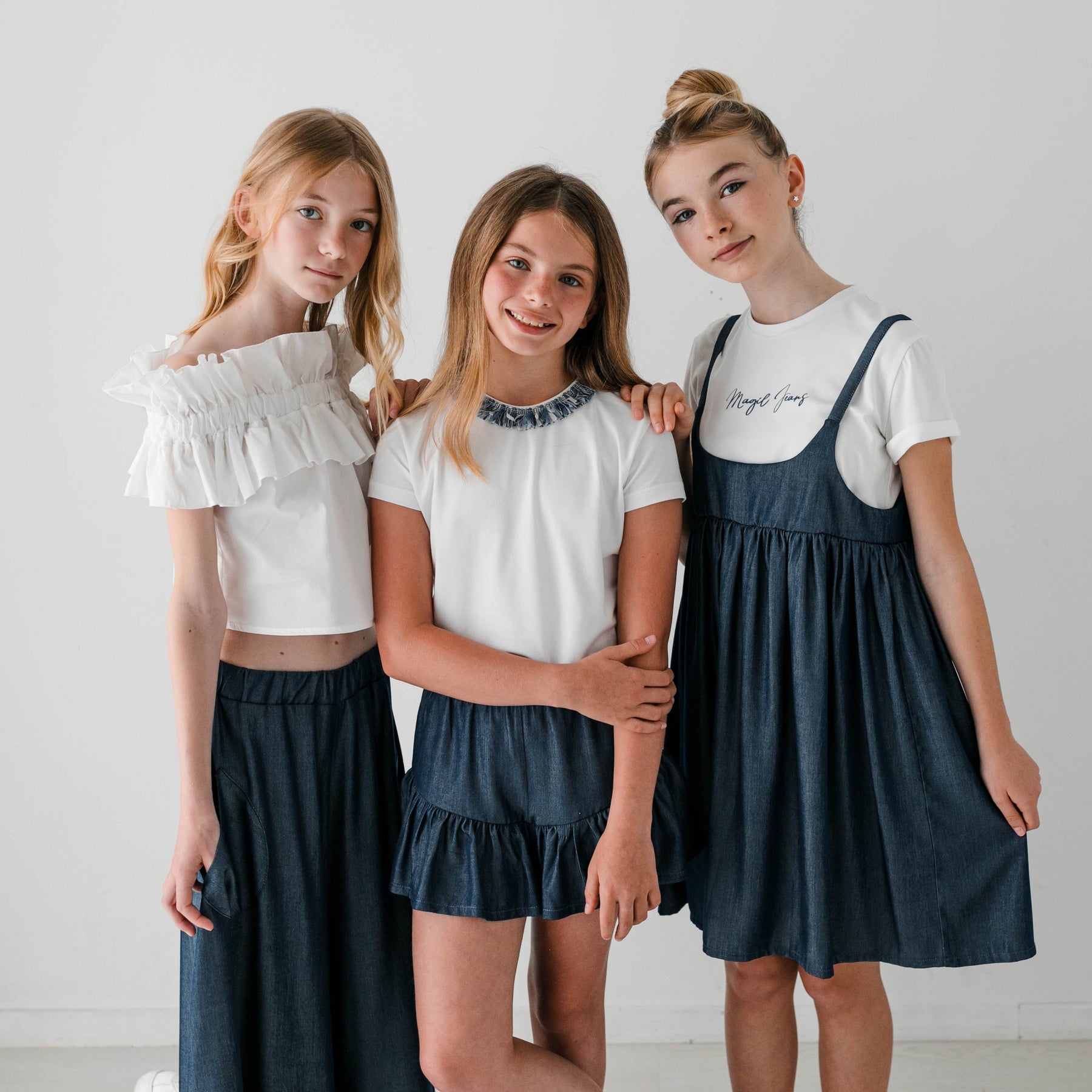 JEANS EFFECT DRESS WITH T-SHIRT