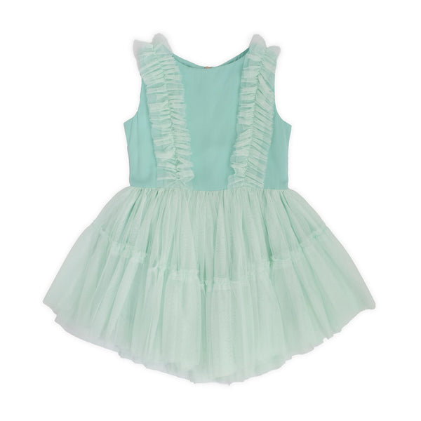 DRESS IN VISCOSE AND TULLE