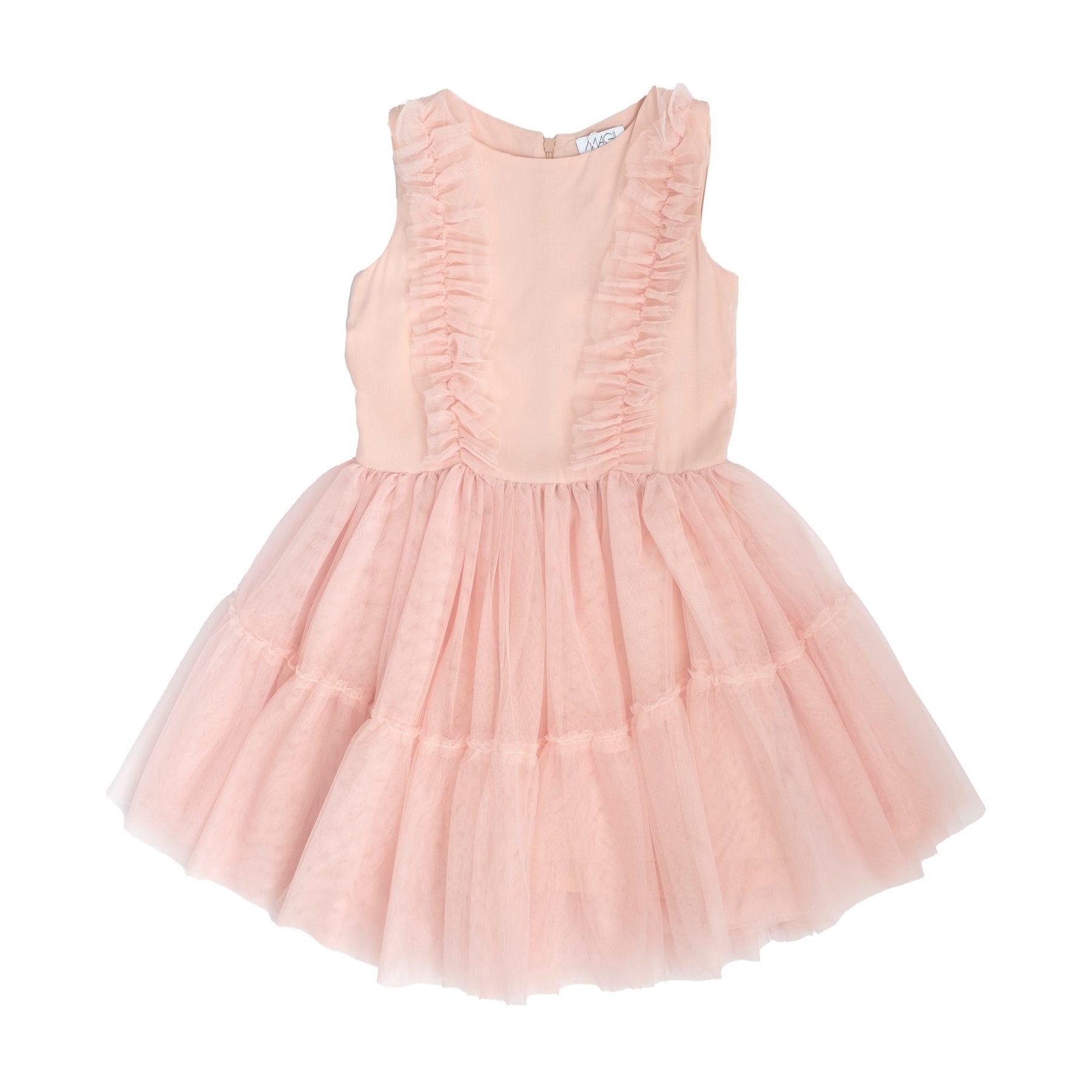 DRESS IN VISCOSE AND TULLE