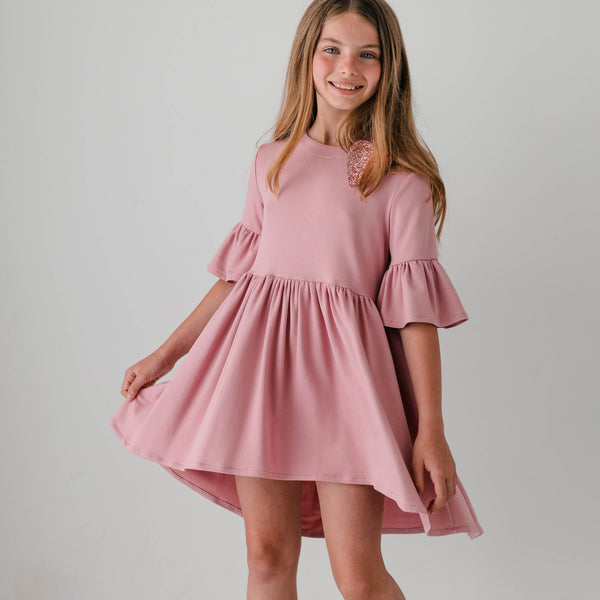 SWEATSHIRT DRESS WITH TULIP SLEEVES