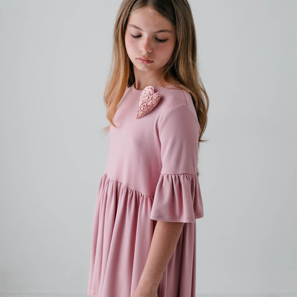 SWEATSHIRT DRESS WITH TULIP SLEEVES