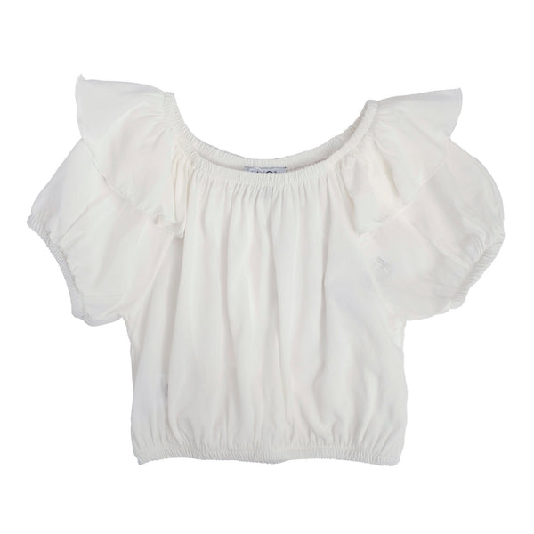 RUFFLED VISCOSE TOP WITH RUFFLE
