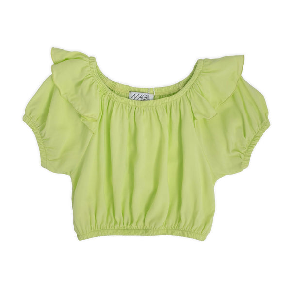 RUFFLED VISCOSE TOP WITH RUFFLE