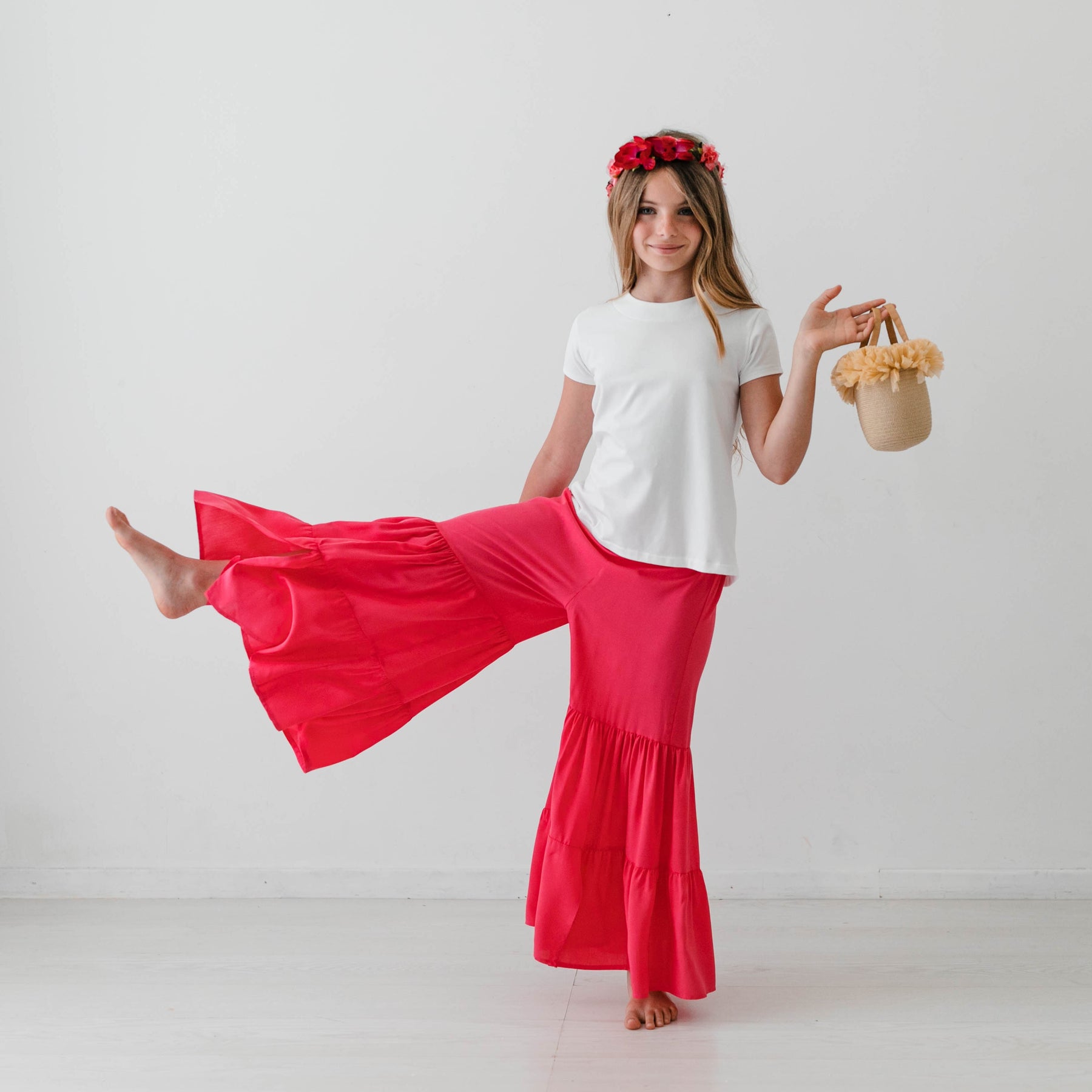 VISCOSE PANTS WITH RUFFLES