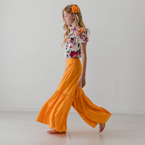 VISCOSE PANTS WITH RUFFLES