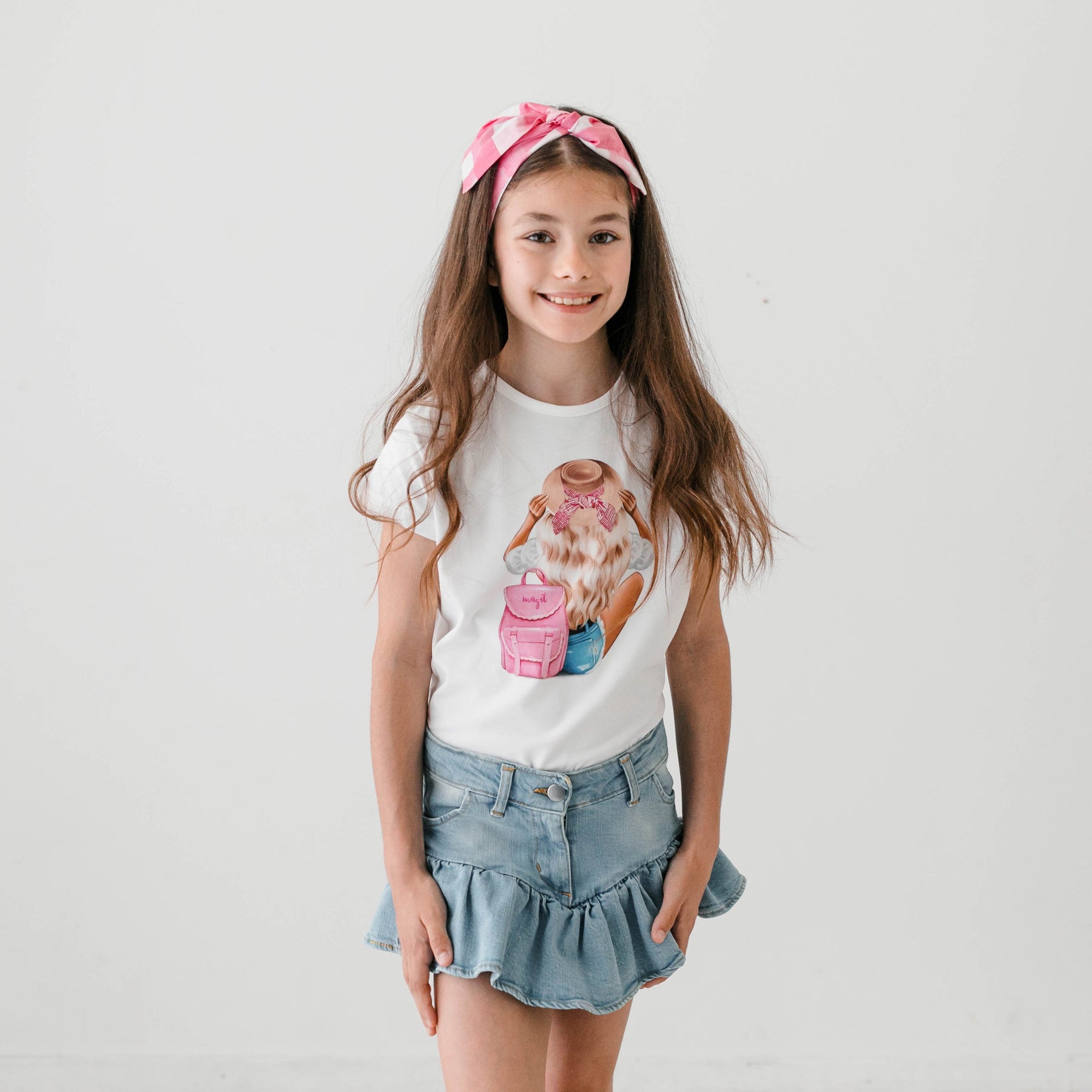 GIRL'S PRINT T-SHIRT WITH BACKPACK