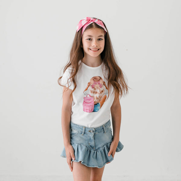 GIRL'S PRINT T-SHIRT WITH BACKPACK