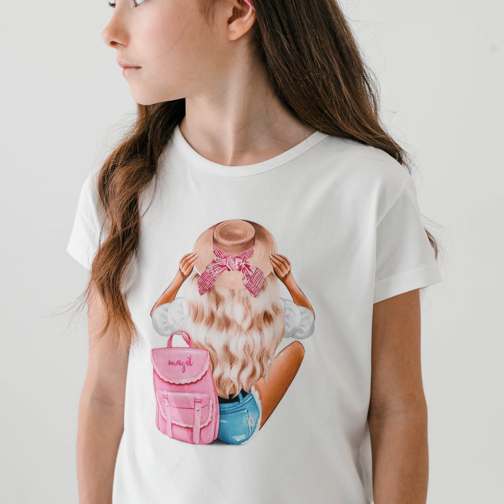 GIRL'S PRINT T-SHIRT WITH BACKPACK