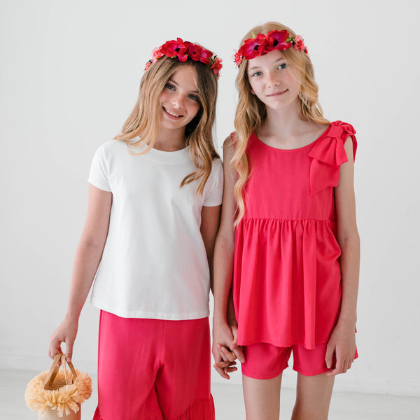 T-SHIRT WITH RIBBONS IN VISCOSE