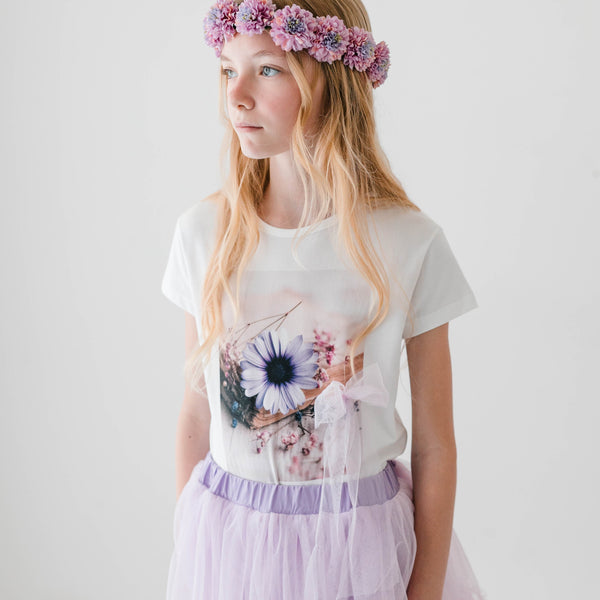LILAC DAISY PRINT T-SHIRT