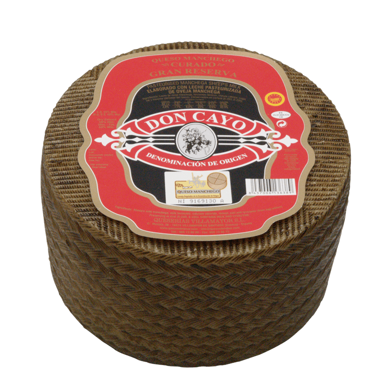 Assortment of 2 Cheeses World Cheese Awards: Don Cayo Curado Grande (3Kg) Manchego D.O.P. + De la Huz de Oveja-Cabra Curado en Manteca Grande (3Kg)