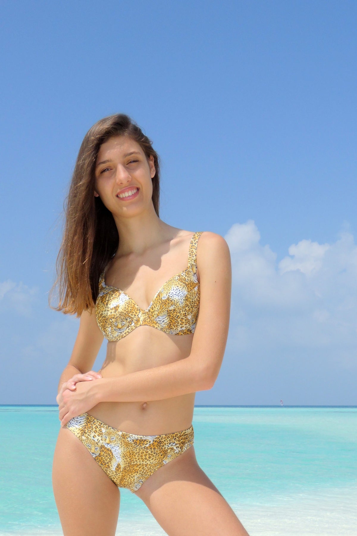 Two-piece swimsuit with soft cup 96/ leopard