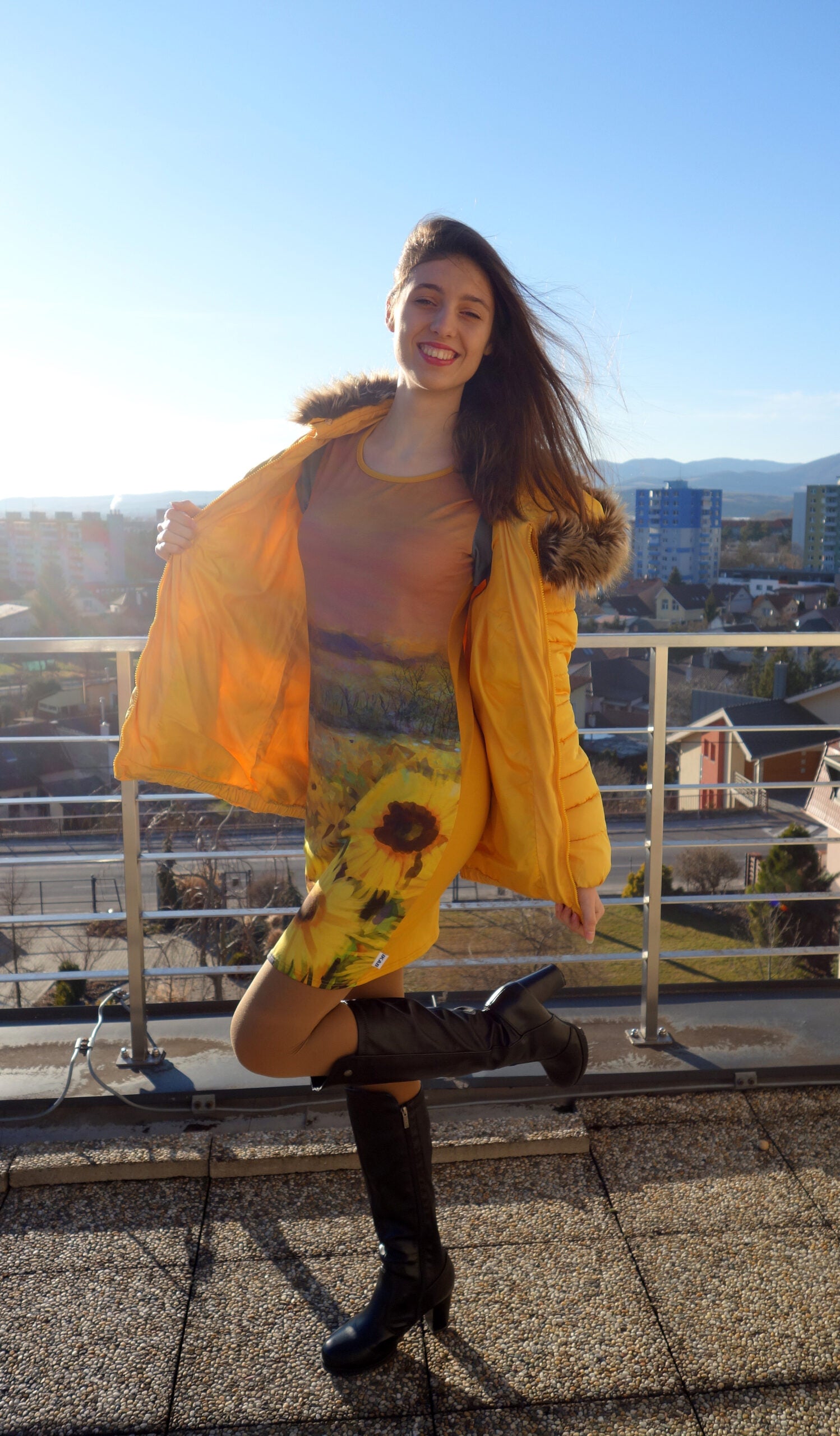 darker cotton sunflower dress