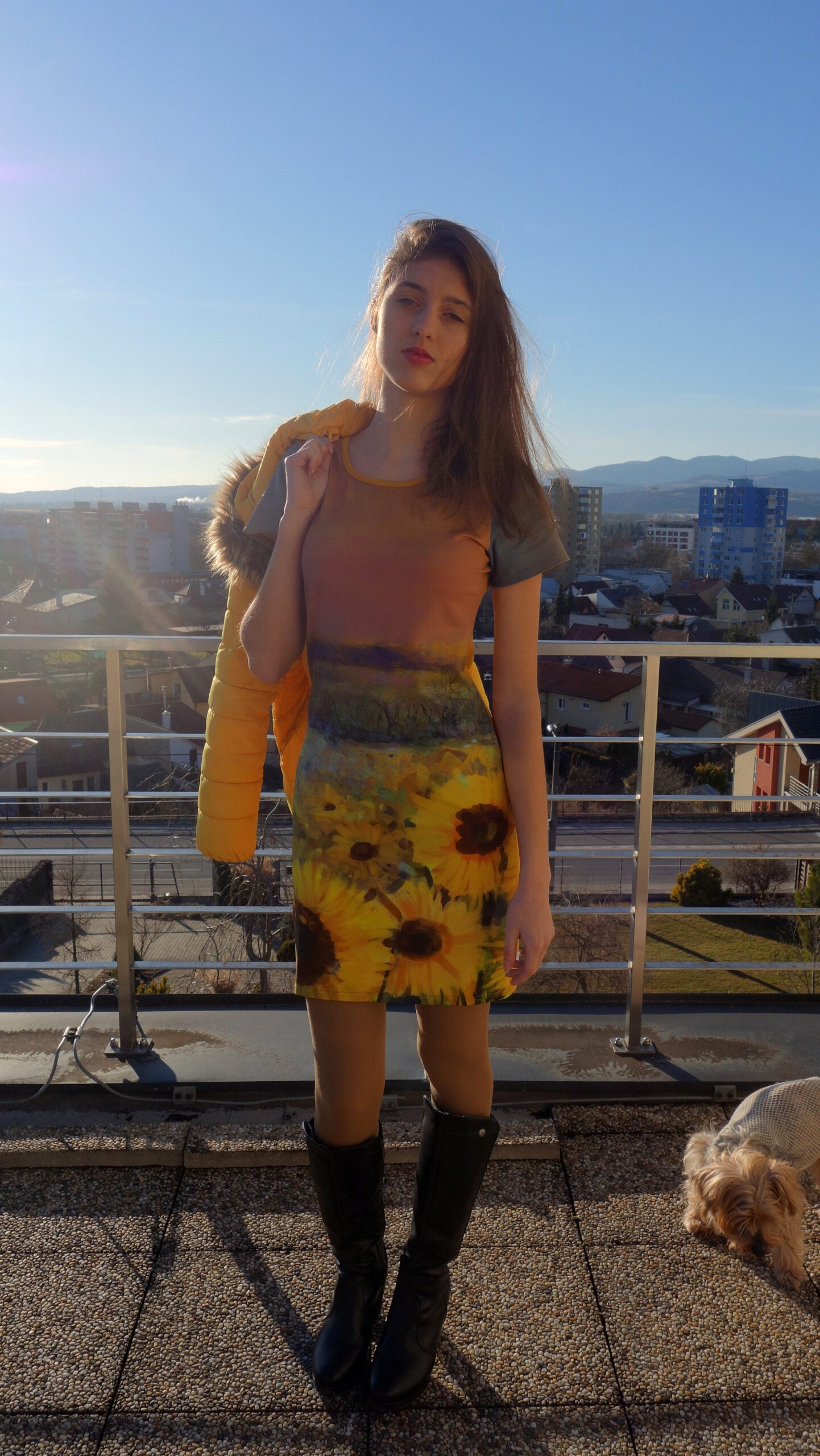 darker cotton sunflower dress