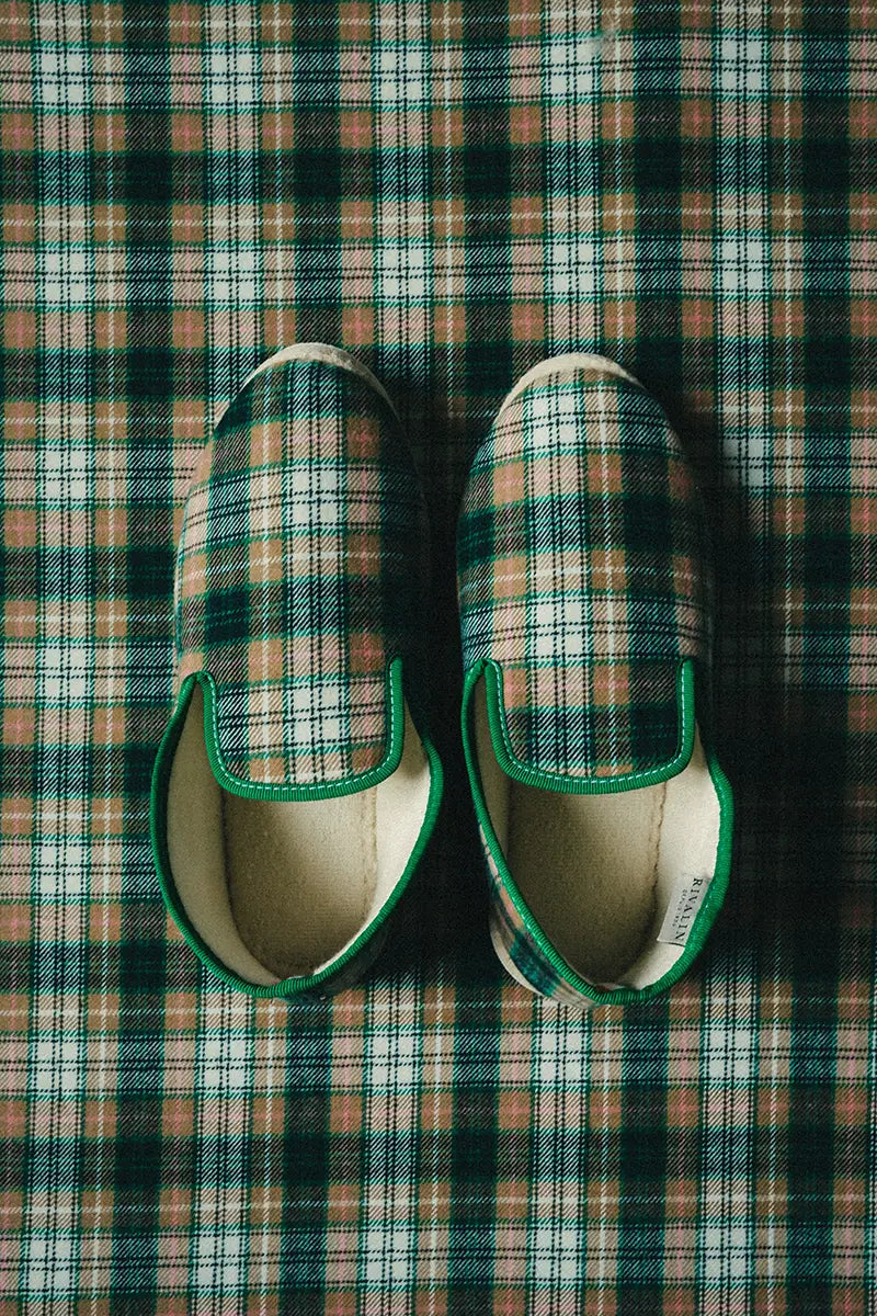 Chaussons été à carreaux vert Morisson Rivalin