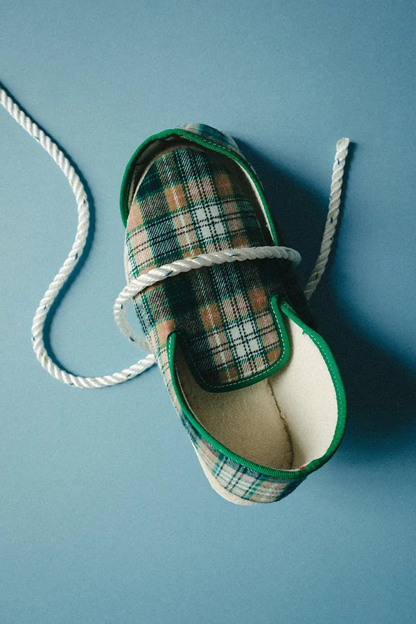 Chaussons été à carreaux vert Morisson Rivalin