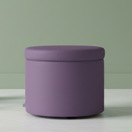 Pouf Contenitore Rotondo in Ecopelle viola