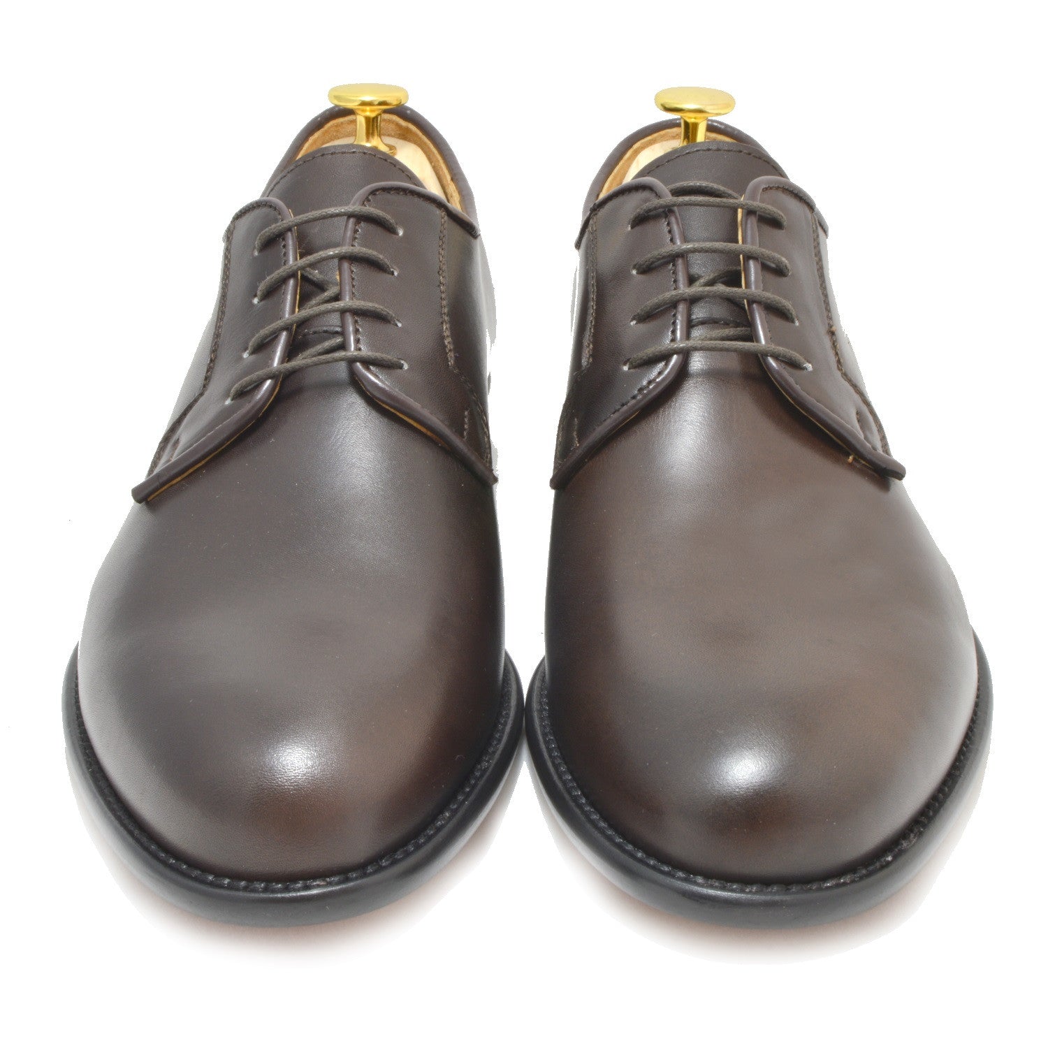 Italy Derby Shoes in brown calfskin with a black buff sole, Piacenza
