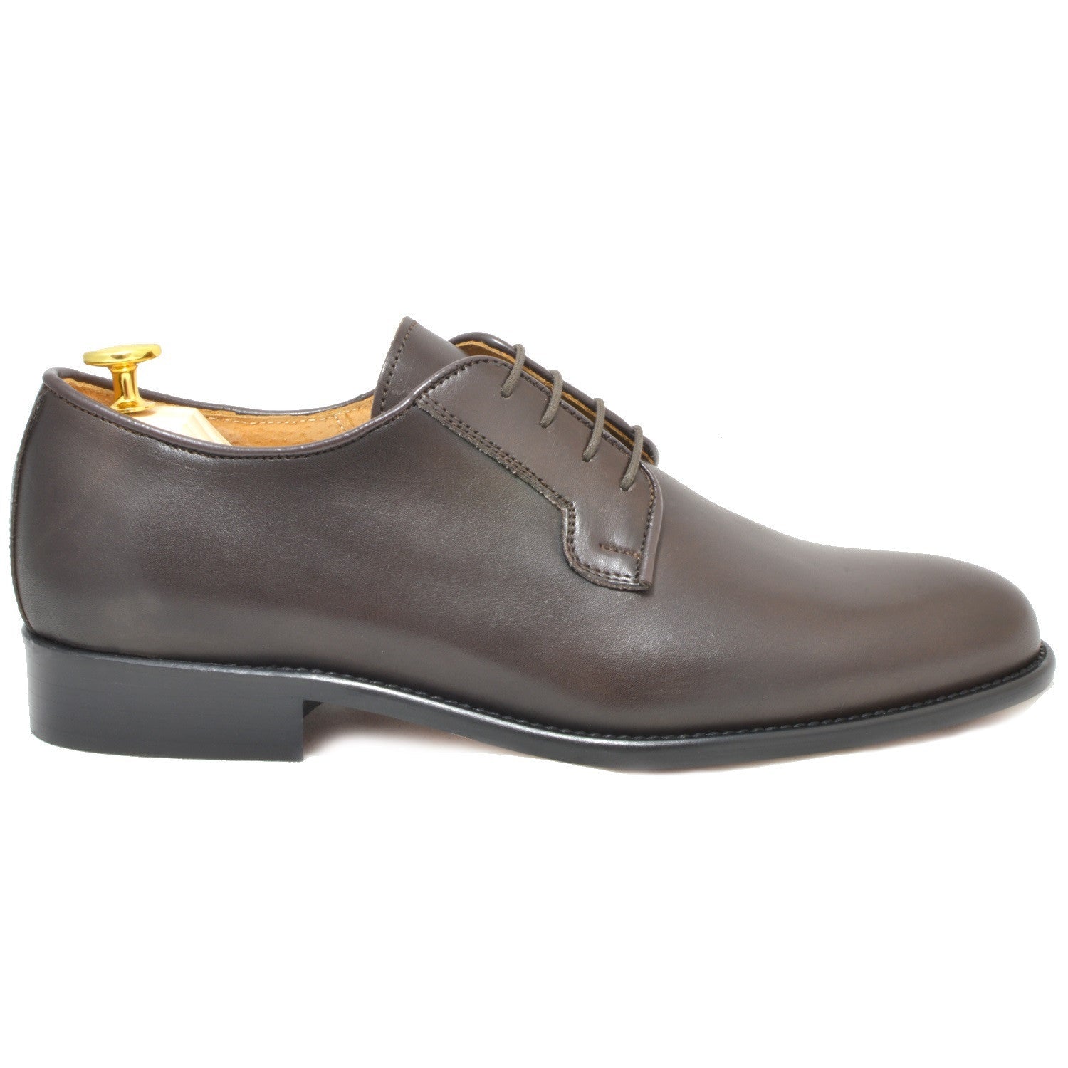Italy Derby Shoes in brown calfskin with a black buff sole, Piacenza